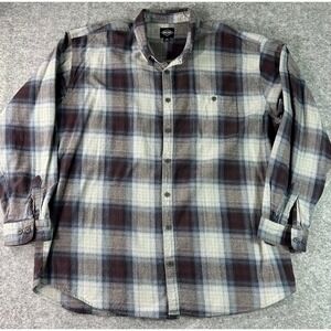 Work & Sport Men's Black, White & Blue Cotton Plaid Casual Shirt sz 4XLT (16031)